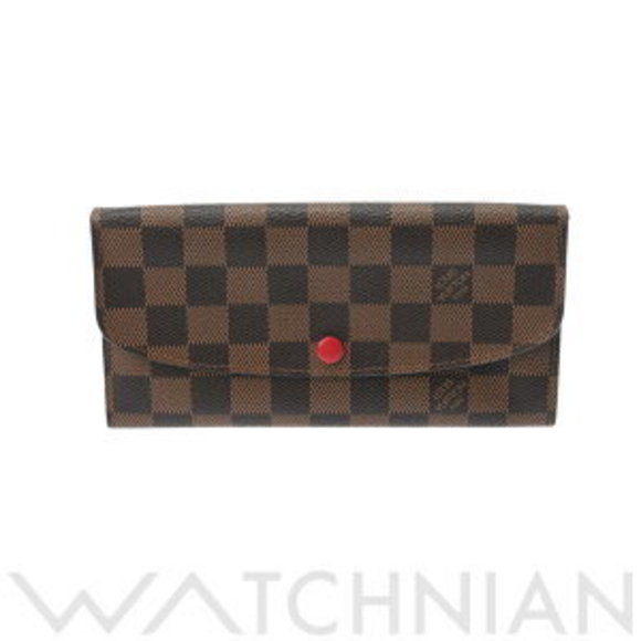 Louis Vuitton Damier Portefeuille Emily Rouge Canvas Long Wallet - Picture 1 of 9